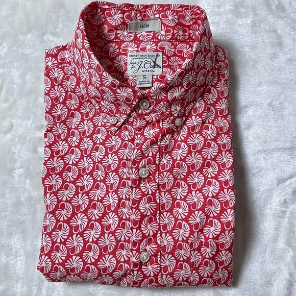 J Crew Button Up All Over Print Slim Mens Small Shells AOP Summer Beach Poolside - Picture 6 of 6